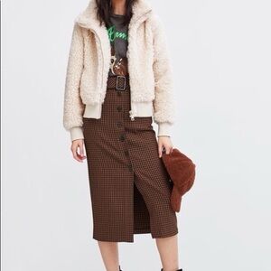 Zara trf Fleece Sherpa Teddy Bomber Zip Up Jacket Size Xs cream ivory pockets